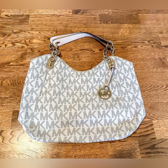 HPπ Micheal Kors Lily Large Vanilla MK Monogram Tote Shoulder Bag & Wallet - Picture 5 of 15